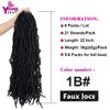 Youngther 22 inch New Faux Locs Crochet Hair 6 Packs Most Natural New Soft Locs Crochet Hair Curly Wavy Synthetic Hair Hair Extensions (22inch-1B#)