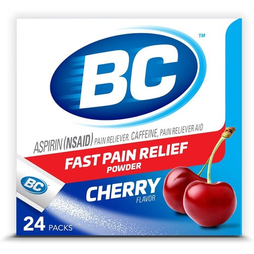 BC Powder Pain Reliever, Cherry Flavor Aspirin Dissolve Packs, 24 Count Powder Packets (6 Pack)