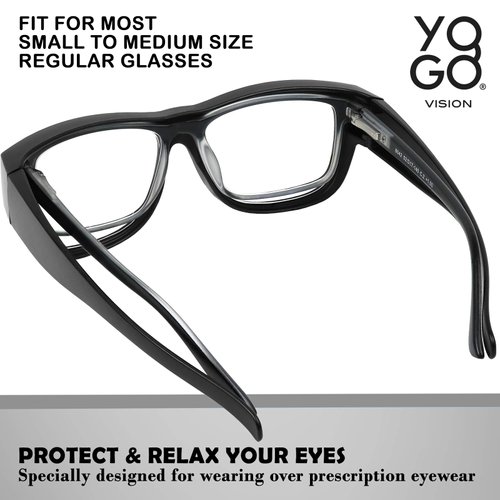 Yogo Vision Fit Over Blue Light Blocking Glasses and Computer Eyewear Wear Over Your Eyeglasses and Readers