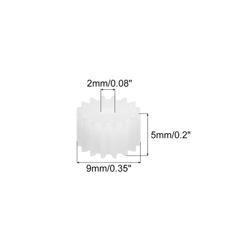 MECCANIXITY 15Pcs Plastic Gears 16 Teeth Plastic Shaft Gears Model 162AA Reduction Gear for RC Car Model DIY Robot,White Module 0.5