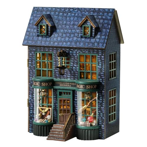 CRIOLPO DIY Miniature Doll House Kit, Handmade Wooden Doll House with Furniture, Inventive Woodcrafts for Adults, Miniature Craft Kit for Hobbyists and Collectors - Magic Shop