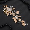 JWICOS Handmade Wedding Hair Comb Gold Bridal Hair Clip Leaf Hair Piece Flower Hair Comb Side Comb Wedding Hair Accessories for Women and Girls