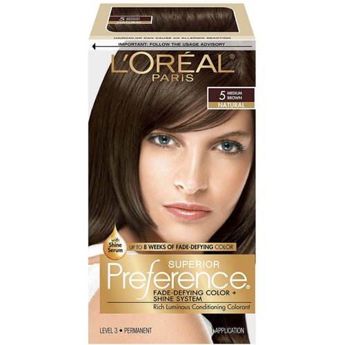 L'Oreal Superior Preference Permanent Hair Color, 5 Medium Brown 1 ea (Pack of 3)