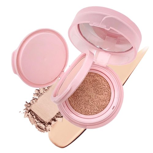 SUILU Air Cushion Cream with Setting Powder Makeup Set, Blurs Fine Lines Imperfections, Controls Shine Smooths Complexion, Even Skin Tone for All Skin Types for Women (01, Ivory White)