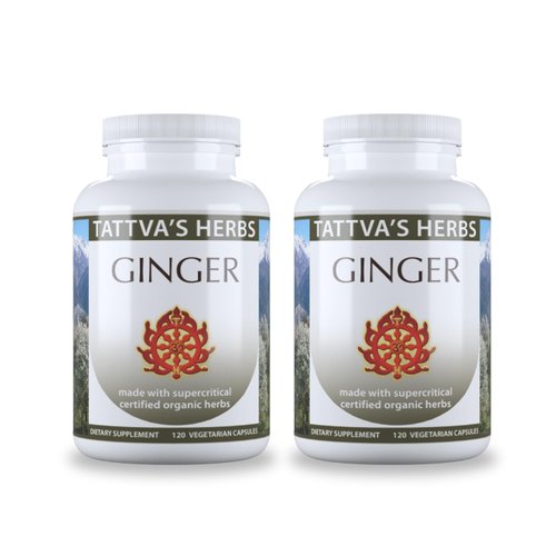 Tattva's Herbs Ginger Herbal Supplement, Organic Ginger Root, Vegan Ginger Capsules 500mg, Ginger Supplements for Digestion, 2 Pack, 240 Count from