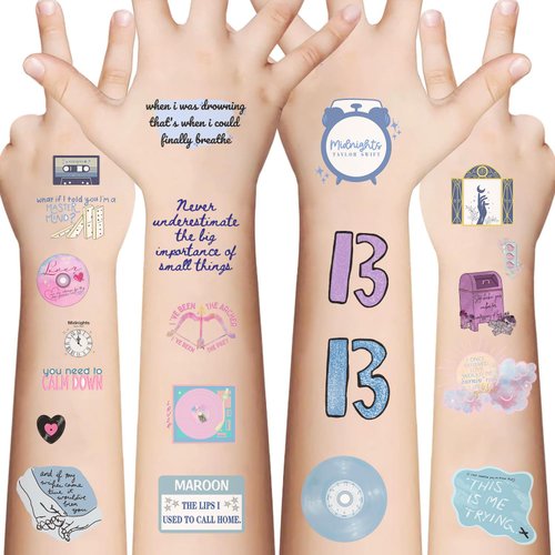 79Pcs Temporary Tattoos Gift For Tay Fans Birthday Party Decorations | 79Pcs Hand Face Tattoo Stickers Party Favor Party Supplies Gift