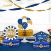 NICROLANDEE 9PCS Graduation Party Decorations Class of 2023, Blue and Gold Graduation Centerpieces for Tables, Congrats Grad Honeycomb Table Toppers for Graduation Party Supplies