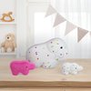 BenBen Cookies Plush Toys, 14”, 10” and 7.5” Cute Elephant Family Stuffed Animal, Kawaii Food Plushies, Fun Decorative Pillows for Room Décor, Set of 3, White and Hot Pink