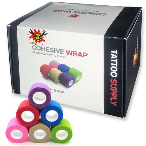 BIGWASP 12pcs Disposable Cohesive Tattoo Grip Cover Wrap, Self Grip Roll Elastic Bandage Handle Grip Tube