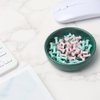 MEI YI TIAN Small Ceramic Paperclip Holder for Desk, Round Paper Clip Holder Push Pin Organizer Macaron Dark Green Paper Clip Dispenser Desktop Organizer Cute Storage Plate Desk Accessories
