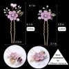 6 Pcs Bridal Flower Wedding Hair Pins Crystal Pearl Hair Pins Clips Headpiece Gold Wedding Hair Accessories Jewelry with Rhinestone for Brides Bridesmaids Women Girls Updo (Romantic Lilac Purple)