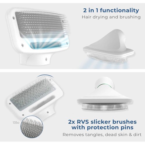 KUUBIA 2pcs Replacement Slicker Brushes Pet Hair Dryer | Stainless Steel Soft Pins | Spare Brush Heads for Dog & Cat Grooming