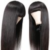 HAIRWAY Straight Wigs with 50% Human Hair and 50% Premium Japanese Fiber Like Real Human Hair Wig for Black Women Synthetic Wigs Straight Hair with Bangs for Daily Wear 14inches #1B
