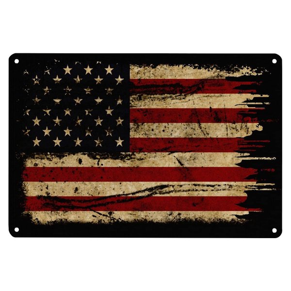 LQFIWSS Retro Metal Tin Sign Wall Decoration with American Flag Pattern, Used for Bar Home Living Room Decoration 12 X 8 Inches