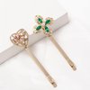 Vintage Hair Pins, Green Flower Hair Clips, 4 Pieces, Pink Crystal Rhinestone Hair Piece, Retro Hair Accessories for Women, Girls