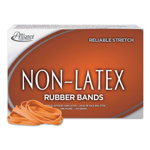 Alliance Rubber 37646#64 Non-Latex Rubber Bands, 1 lb Box Contains Approx. 380 Bands (3 1/2" x 1/4", Orange)