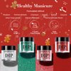AZUREBEAUTY Christmas Dip Powder Nail Kit Green Red Glitter Silver 12 Pcs Acrylic Dip Powder Liquid Set with Base/Top Coat Activator for French Nail Art Manicure Home Holiday Gifts Set
