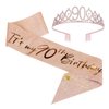 JasperKino 90th Birthday Sash and Tiara Set Rose Gold Birthday Sash Crown Birthday Party Favors Supplies for Girls Birthday Party