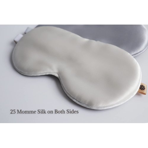 Premium Handcrafted 25 Momme Mulberry Silk Eye Mask for Sleeping (Natural White)