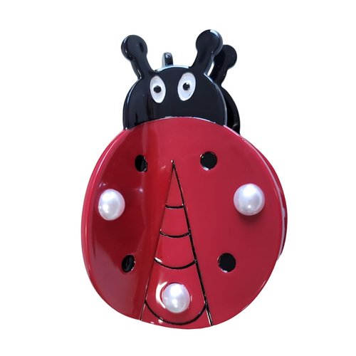 Novelty Ladybug Hair Clip,Acetate Hair Clip,Small Claw Clip for Women,Red, 1 Count (Pack of 1)