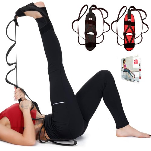 Flex Strap Foot and Calf Fascia Stretcher for Plantar Fasciitis, Physiotherapy Stretching Strap, Yoga Stretch Strap Improves Strength and Relief to Heel Spurs, Calf, Thigh and Hip (Black)