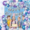 116Pcs Froozen Balloon Garland Arch Kit, Snowflake Blue Purple Confetti Balloons Fringe Curtain for Winter Wonderland Christmas Baby Shower Snow Princess Froozen Birthday Party Supplies Decorations