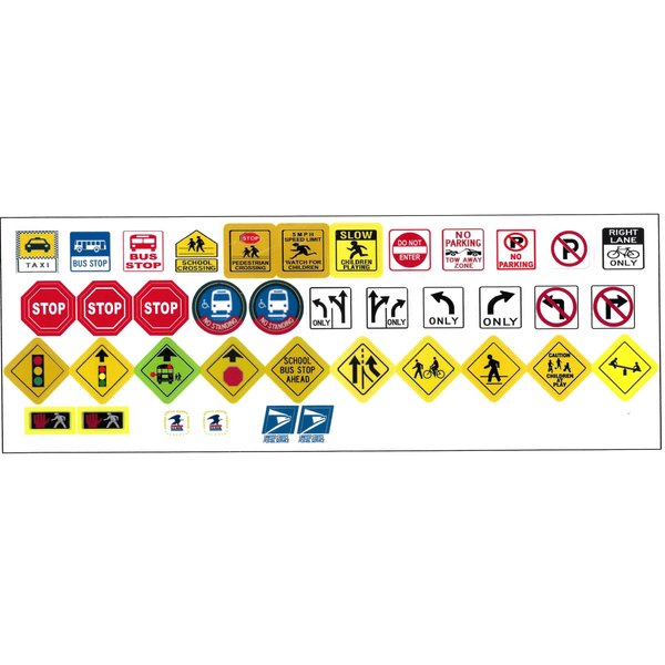 Educational Driving Traffic City Street Road Signs Stickers Set of 36 Vinyl Waterproof for Children 1:64 Scale HO, Arts & Crafts Supplies idea