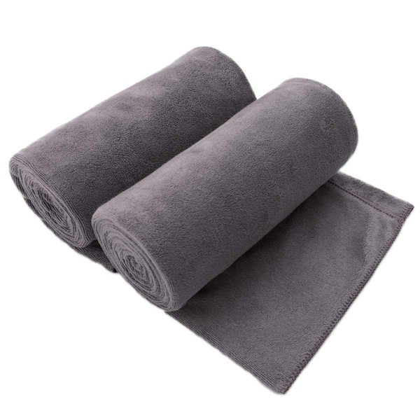 JML Microfiber Bath Towel 2 Pack(30" x 60"), Oversized Thick Towels, Soft, Super Absorbent and Fast Drying, No Fading Multipurpose Use for Sports, Travel, Fitness, Yoga, 30 in 60 in, Grey Count