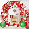 WECEPAR Christmas Balloon Garland Arch kit with Xmas Green Red White Candy Balloons Gift Box Balloons Red Star Balloons for Christmas Party Decorations