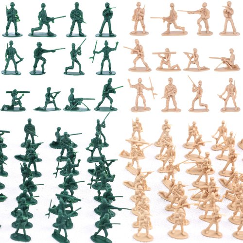AMOR PRESENT 200PCS Army Men Toy Soldiers, Plastic Army Men Action Figures Plastic Soldiers 12 Poses for Boys Birthday Gift, Yellow and Green