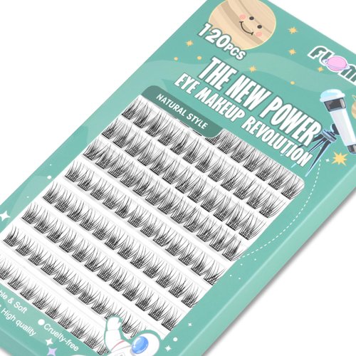 FLOMAZE Lash Clusters 120 Pcs Cluster Lashes Lightweight Handmade Comfortable Natural DIY Eyelash Extension DIY at Home (Natural-12mm)