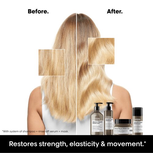 L'Oréal Professionnel Molecular Repair Shampoo | For Extremely Dry Damaged Hair | Peptides Bonder | Amino Acids | Repair Hair Damage & Restore Strength | Strengthening Bonds | Sulfate-Free