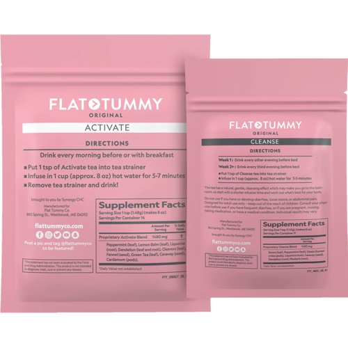 Flat Tummy Tea 2-Step Detox Tea – 2 Week Program – to Boost Energy, Speed Metabolism, Reduce Bloating - All Natural Cleanse w/ Green Tea, Dandelion, Fennel, & More