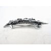 Generic Blue and silver flower leaf crystal hair barrette clip bridal barrette (Primary color: Gray), 1 Count (Pack of 1)
