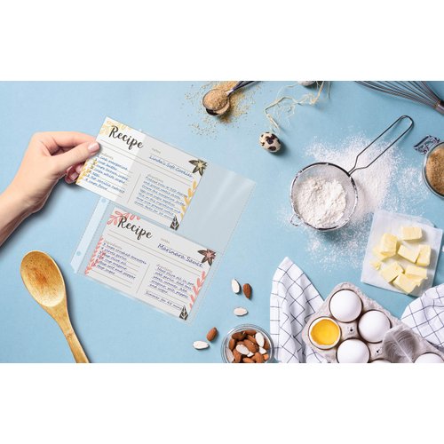 Better Kitchen Products Recipe Card Page Protectors, 50 Count, 4 x 6 inch Pockets, 2 Pockets Per Page, (for Medium Size 8.5"x 9.5" Binders), Recipe Book Pocket Page Refill Sheets