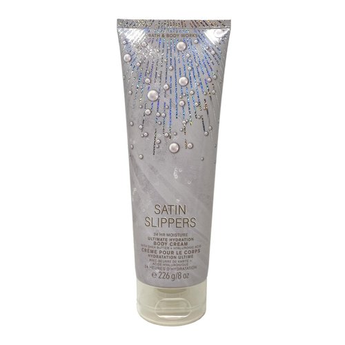 Bath & Body Works Satin Slippers Body Cream and Body Wash Bundle with a Creamy Rose Bar Soap - Full Size