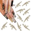 KACHIMOO Alloy Gun Nail Charms,Shiny Diamonds 3D Metal Gun Nail Art Charms Gun Charms for Nails Nail Rhinestones for Nail Art Decorations Nail Accessories,10pcs (Gold)