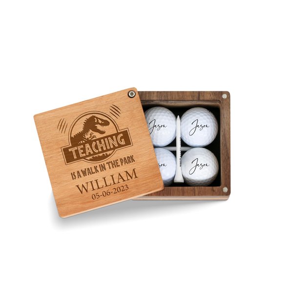 BOBI CARE Custom Retiring Teacher Gifts Golf tee and Ball Box, Personalized end of The Year Teacher Gift Golf Gift Set, Engraved Thank Teacher Gifts Bespoke Golf Treasure Box