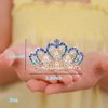 JWICOS Princess Comb Mini Crystal Hair Comb Silver Pearl Hair Comb Rhinestone Wedding Mini Headband Comb for Girls (Blue)