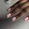 24 Pcs Nude Pink Press on Nails Short Square - SHANRUN Gold French Cute Fake Nails Press ons Nail Art Tips Glue on Nails Full Cover Artificial Acrylic Summer False Nails Stick on Nails Kit for Women