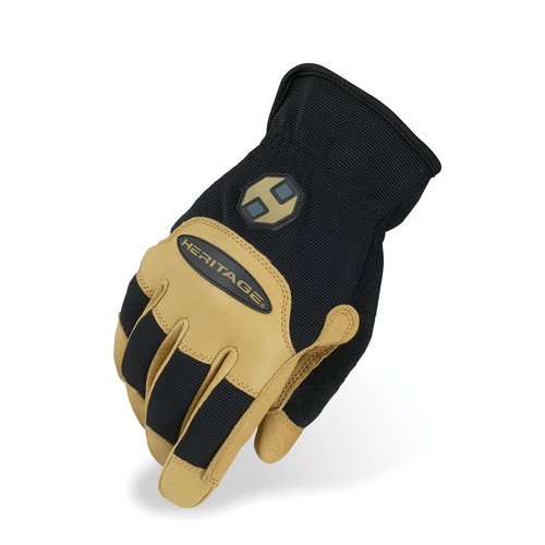 Heritage Stable Work Gloves, Size 6, Black/Tan