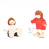 Jzszera Wooden Doll House People of 7 Miniature Figures and 2 Pets, Dollhouse Dolls Family Set Accessories for Girls Toddler Kids Pretend Play and Imaginative Fun