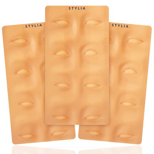 Microblading Supplies 3 Piece Tattoo Practice Skin For Eyebrows: Permanent Makeup Silicone Skin To Practice Brow Micro-Blading And Needling, Fake Skin Sheets For Professionals And Beginners
