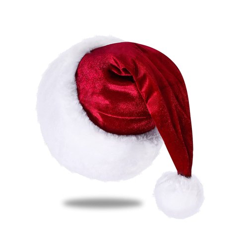 Eoocan Santa Hat, Santa Hat for Kids, Unisex Velvet Comfort Wine Red Christmas Hats Extra Thicken Classic Plush for Christmas New Year Festive Holiday Party Supplies