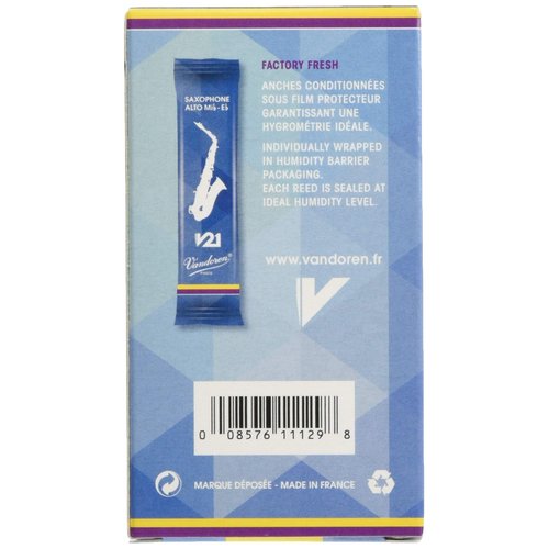 Vandoren SR813 Alto Saxophone V21 Reeds Strength 3; Box of 10