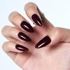 GLAMERMAID Press on Nail Medium Almond, Christmas Handmade Gothic Burgundy Jelly Gel Glue on Nail, 24Pcs Glossy Short Stiletto Reusable UV Finish Fake Nail Acrylic False Nails Manicure Kits for Women