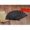 HUNANBANG 1 Dozen 12 Pieces Folding Hand Fans Church Wedding Gift, Party Favors, DIY Decoration Gift Size9 Wholesale 12pack (Black)