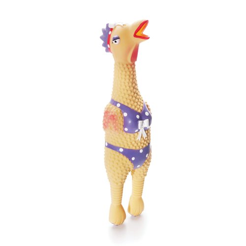 Outward Hound by Charming Pet Squawkers Henrietta Latex Rubber Chicken Interactive Dog Toy, Small