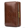 M Time C club 4-Finger Cigar Case, Cigar Humidor Portable Travel Crocodile Skin-Style Burgundy Leather Cigar Case Humidifier
