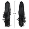HSPJHTM Ponytail Extension,Black Hair Extensions 24" Claw Clip Ponytail Extension for Women Curly Hair Piece Synthetic Wavy Pony Tail Wig Halloween Fluffy